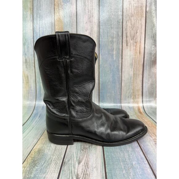 Justin Shoes - Justin Black Cowboy Boots Women's Size 8.5 Western Cowgirl Vintage USA